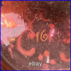 Art Glass Perfume Bottle with Stopper Pink Gold Enamel Floral 6 high Marked 16