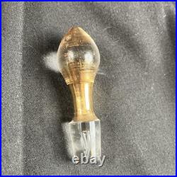 Art Glass Perfume Bottle with Stopper Pink Gold Enamel Floral 6 high Marked 16