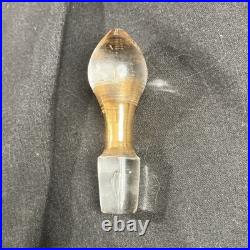 Art Glass Perfume Bottle with Stopper Pink Gold Enamel Floral 6 high Marked 16