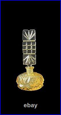 Art deco Vintage West Germany Irice Art Deco Cut Glass Tall Perfume Bottle