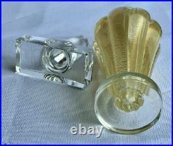 Astounding Vintage Murano Lead Crystal & Gold Leaf 7 Perfume Bottle