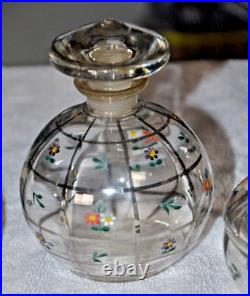 Atq/Vtg Moser Hand enameled perfume Vanity Set Rare