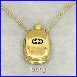 Auth Gucci Vintage Perfume Bottle Motif Gold Chain Necklace Pendant Accessory