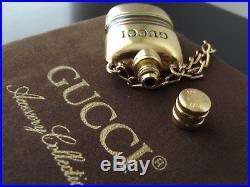 Auth Rare Gucci Gold Perfume Bottle Pendant Necklace Vintage