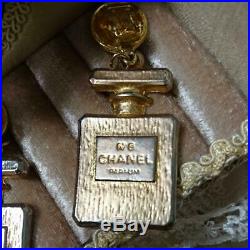 Auth Vintage CHANEL No. 5 Perfume Bottle Drop Earrings Gold Used from Japan F/S