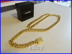 Authentic CHANEL Vintage CC Logos Perfume Bottle Motif Gold Chain Belt SZ 25-38