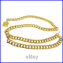 Authentic CHANEL Vintage CC Logos Perfume Bottle Motif Gold Chain Belt V03957