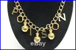 Authentic Dior Vintage Necklace Limited Poison Gold Plated Charm Perfume Bottles