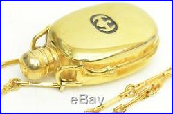 Authentic Gucci Vintage Necklace Perfume Pendant Gold Chain 1980s GG Logo Charm