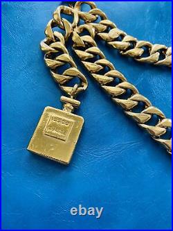 Authentic Vintage CHANEL Coco Perfume Bottle Large Gold Tone Chain Link Belt