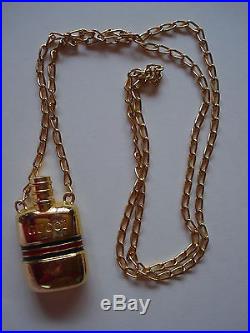 Authentic Vintage Gucci Perfume Bottle Necklace Gold Plated Italy Mint Rare