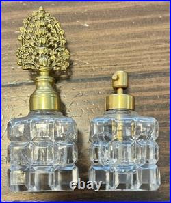 BEAUTIFUL Vintage 3pc Perfume Set, Ormolu Filigree, Glass Bottles, Dauber