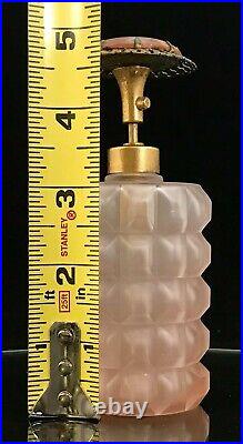 BEAUTIFUL Vintage De Vilbiss Pink Frosted Glass Perfume Atomizer Bottle FRANCE