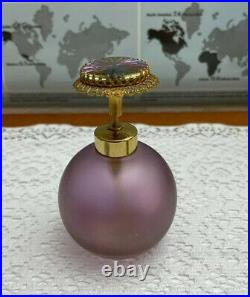 BEAUTIFUL Vintage De Vilbiss Purple Frosted Glass Perfume Bottle FRANCE