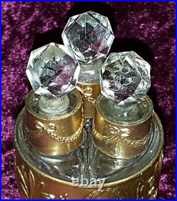 Baccarat clear glass & ormolu vintage Victorian antique scent perfume bottle