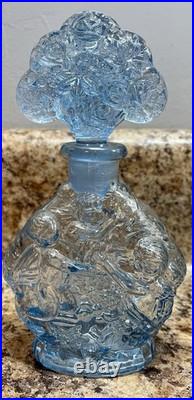 Beautiful RARE Vintage Blue Perfume Bottle with Dauber, Cherubs Cupids Angels