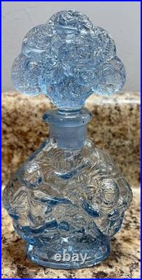 Beautiful RARE Vintage Blue Perfume Bottle with Dauber, Cherubs Cupids Angels