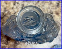 Beautiful RARE Vintage Blue Perfume Bottle with Dauber, Cherubs Cupids Angels