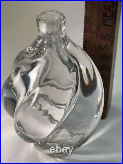 Beautiful Swirl Clear Gass VTG Perfume Cologne Bottle 2.5 LBS 5 Tall Signed Wow