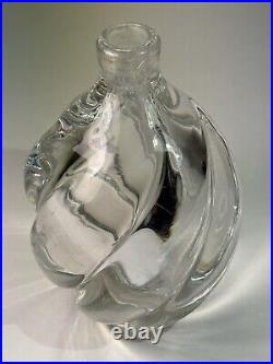 Beautiful Swirl Clear Gass VTG Perfume Cologne Bottle 2.5 LBS 5 Tall Signed Wow