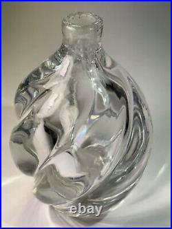 Beautiful Swirl Clear Gass VTG Perfume Cologne Bottle 2.5 LBS 5 Tall Signed Wow