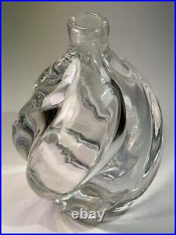 Beautiful Swirl Clear Gass VTG Perfume Cologne Bottle 2.5 LBS 5 Tall Signed Wow