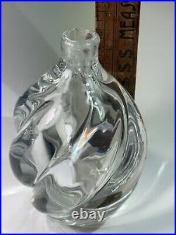 Beautiful Swirl Clear Gass VTG Perfume Cologne Bottle 2.5 LBS 5 Tall Signed Wow