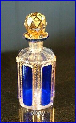 Beautiful Vintage Bohemian Cobalt Blue Crystal Perfume Bottle