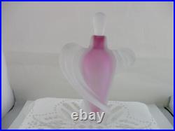 Beautiful Vintage Frosted Pink Glass Perfume Bottlesigned by Artist