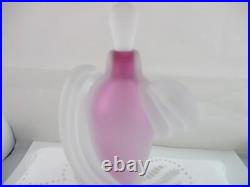 Beautiful Vintage Frosted Pink Glass Perfume Bottlesigned by Artist
