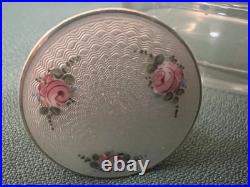 Beautiful Vtg Combo Perfume Bottle Etched Powder Box Sterling Guilloche Stopper Beautiful Vtg Combo Perfume Bottle Etched Powder Box Sterling Guilloche Stopper