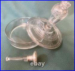 Beautiful Vtg Combo Perfume Bottle Etched Powder Box Sterling Guilloche Stopper Beautiful Vtg Combo Perfume Bottle Etched Powder Box Sterling Guilloche Stopper