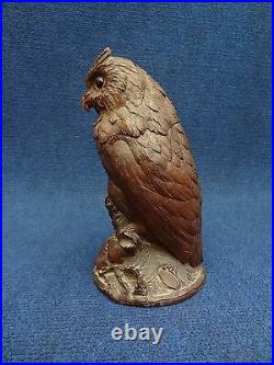 Black Forest Humidor Owl fitted with perfume bottle, small humidor, Antique