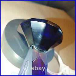 Blue Glass Perfume Bottle Vintage Art Deco 1930 Nude Scent Figure