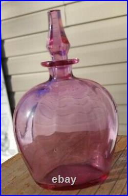 Bohemian Pink Perfume Bottle hand Blown Vintage Glass Possibly Moser Alexandrite