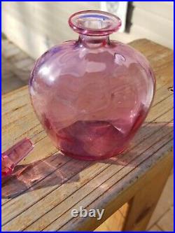 Bohemian Pink Perfume Bottle hand Blown Vintage Glass Possibly Moser Alexandrite