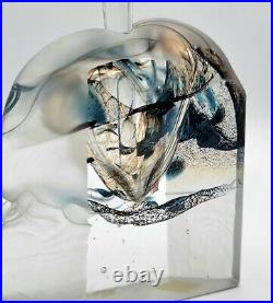 Borowski Glass Studio Perfume Bottle Germany Blue Brown Crystal Clear Vintage