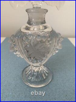 C1940's Vintage Irice Imperial Glass Perfume Bottle, Large Stopper, Grapes 9.5