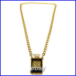 CHANEL Vintage CC Logos Gold Chain Perfume Pendant Necklace RARE! AK35588i