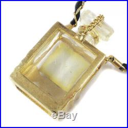 CHANEL Vintage CC Perfume Bottle Gold Chain Pendant Necklace Authentic JT09255c