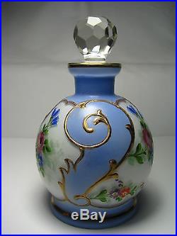 CZECH VINTAGE VANITY GLASS PERFUME SET BOTTLES POWDER JAR CUP Czechoslovakia1930