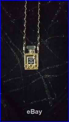 Chanel Vintage Coco Perfume bottle gold necklace RARE
