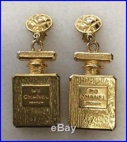 Chanel Vintage Perfume Bottle Clip On Earrings 100% Authentic