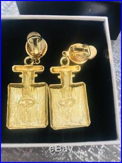Chanel Vintage Perfume Bottle Clip On Earrings With Chanel box 100% Authentic