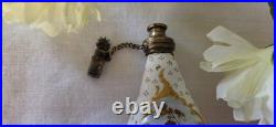 Charming Antique Bilston Double Sided Romantic Vignettes Scent Bottle Gold Leaf