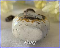 Charming Antique Bilston Double Sided Romantic Vignettes Scent Bottle Gold Leaf