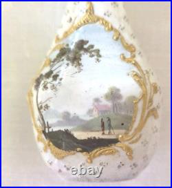 Charming Antique Bilston Double Sided Romantic Vignettes Scent Bottle Gold Leaf