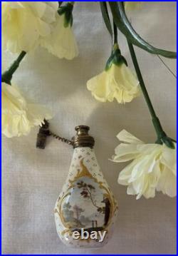 Charming Antique Bilston Double Sided Romantic Vignettes Scent Bottle Gold Leaf Charming Antique Bilston Double Sided Romantic Vignettes Scent Bottle Gold Leaf