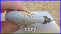 Charming Antique Bilston Double Sided Romantic Vignettes Scent Bottle Gold Leaf