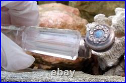 Chatelaine Perfume Bottle Sterling Silver & Glass Vintage Repousse Empty